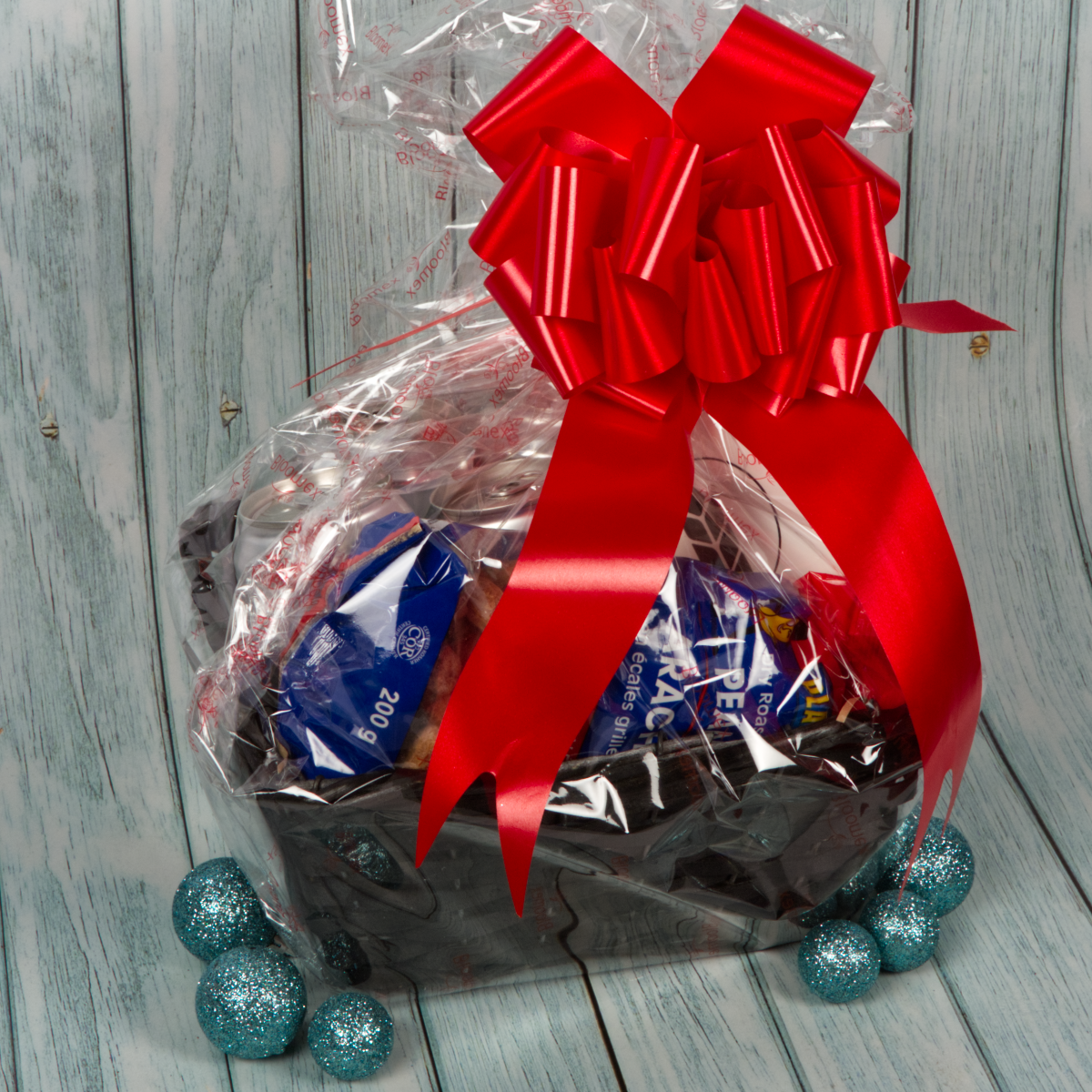 Gift Basket - Easy Drinking Blonde (6 Tall Cans), Coaster and Peanuts